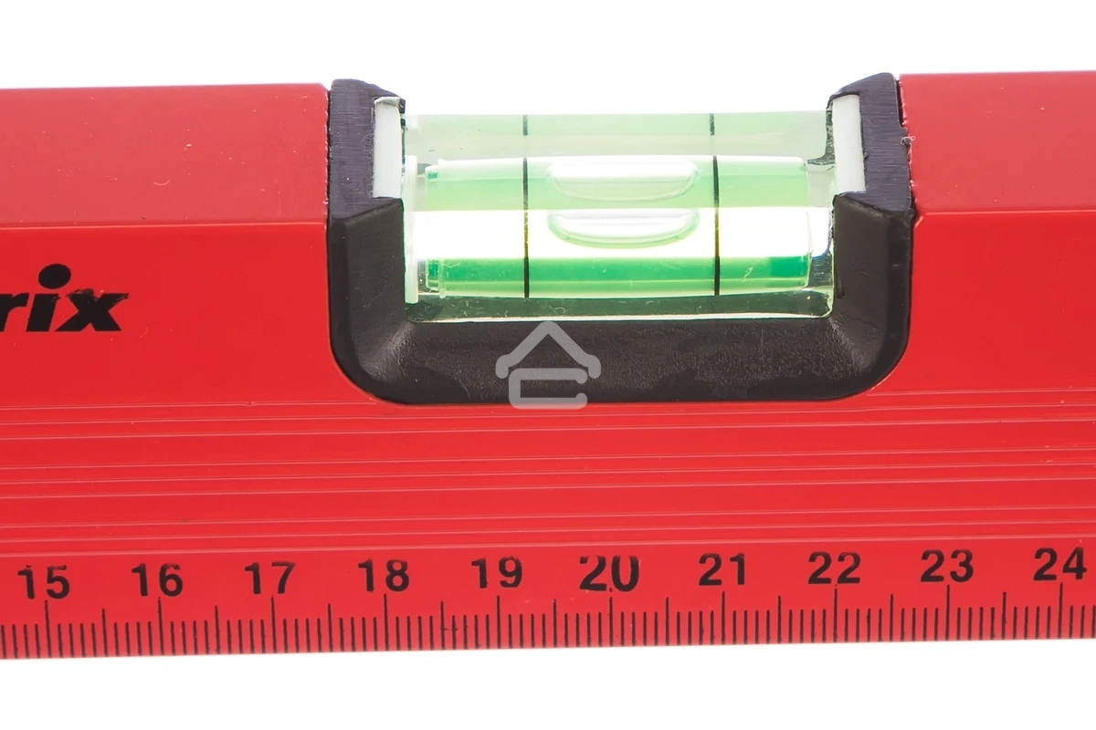 Уровень Matrix алюминиевый, 400 мм, 3 глазка, красный, линейка