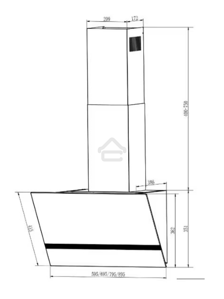 Вытяжка наклонная Elikor Rise BK 60 черный, 60 см, 750 куб. м/ч, 56 дБ