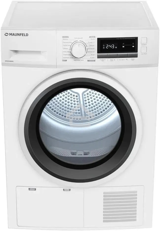 Сушильная машина MAUNFELD MFDM168WHE белый, 8 кг, сушка - конденсационная, программ - 16, 59.7 x 84.8 x 63.2 см