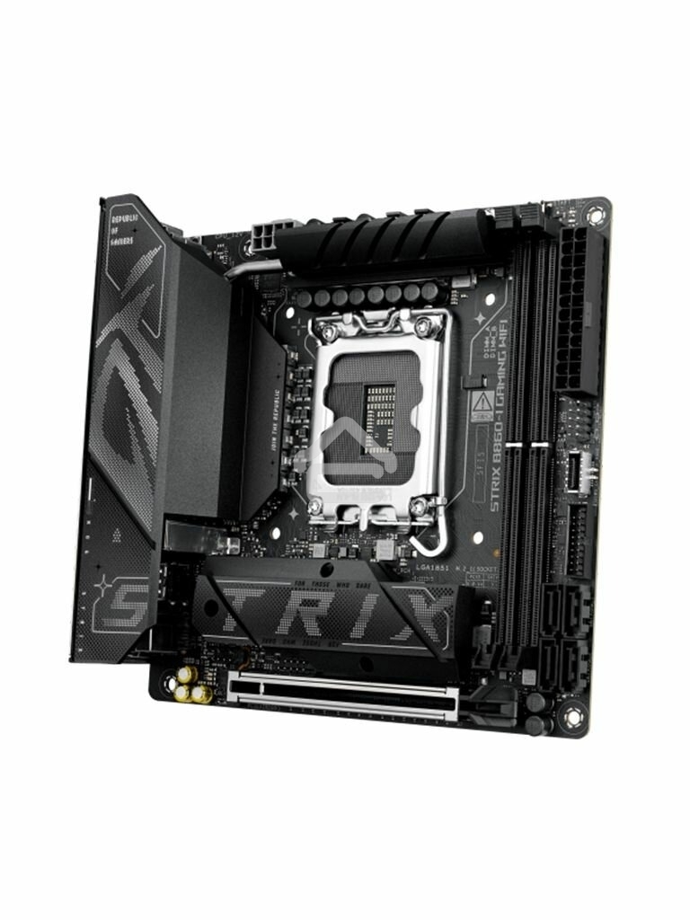 Материнская плата ASUS ROG STRIX B860-I GAMING WIFI, LGA1851, Intel B860, 2xDDR5, 4xSATA, 2xM.2, 1xPCIe 5.0 x16, 1xDP, 1xHDMI, 1xThunderbolt 4, 1x2.5Gb LAN, Wi-Fi 7, 2xUSB 2.0, 3xUSB 3.2 Gen 1, 1xUSB 3.2 Gen 2, 1xUSB 3.2 Gen 2x2, 1xUSB-C, 1xS/PDIF, 2x3.5 
