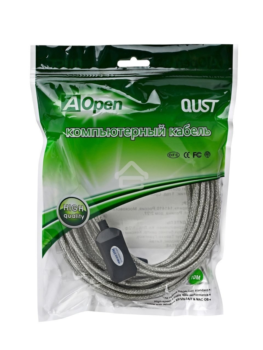 Кабель AM/AF USB2.0 10м Aopen удлинитель активный(с усилителем) USB2.0-repeater, ACU823-10M