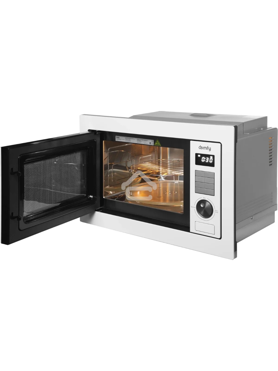 Микроволновая печь встраиваемая Domfy DM2540BW WG белый, 25 л, 900 Вт, переключатели - кнопки/поворотный мехинизм