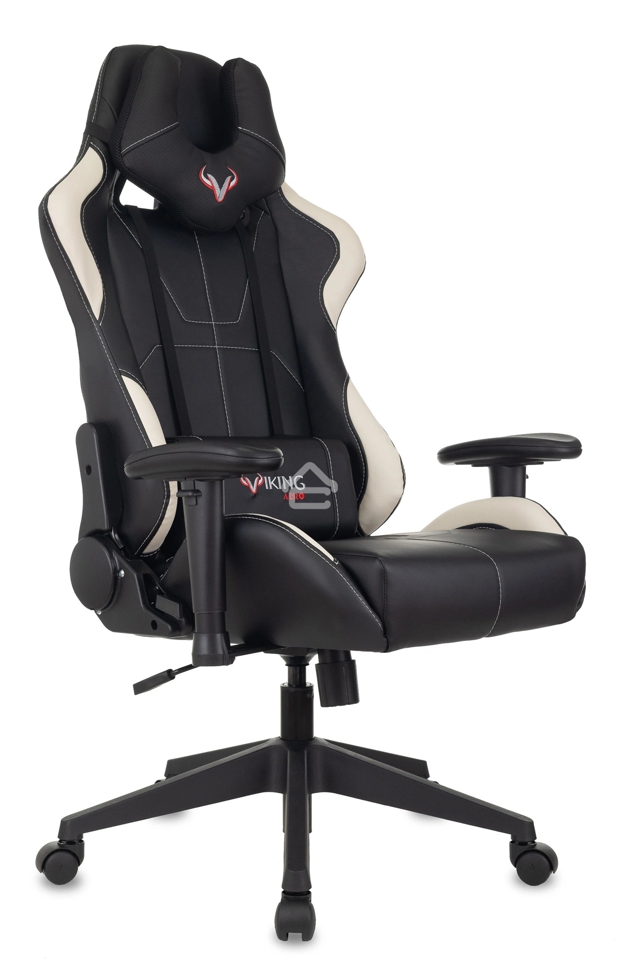 Кресло игровое Бюрократ VIKING 5 AERO WHITE черный/белый искусственная кожа