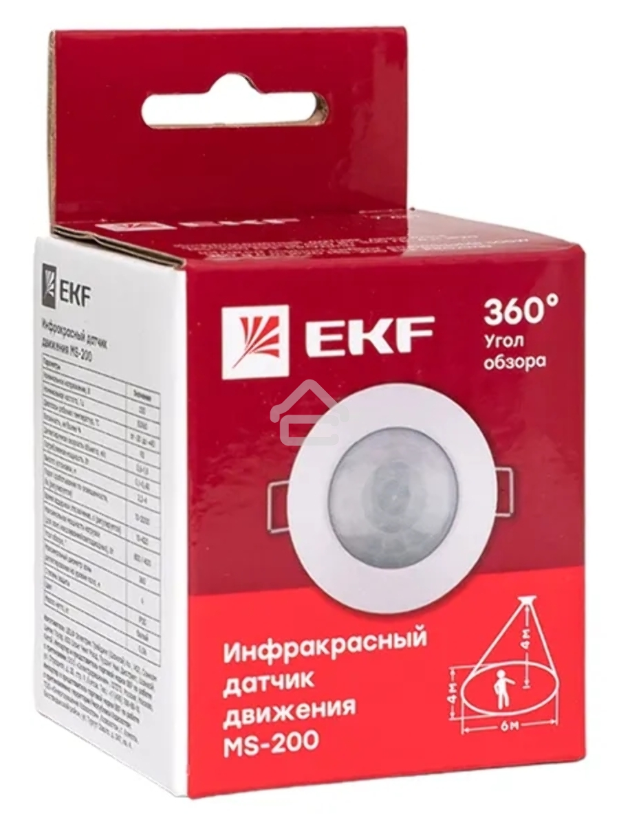 Датчик движения EKF dd-ms-200 (ИК) MS-200 встраиваемый 800 Вт 360 град. до 6 м IP20