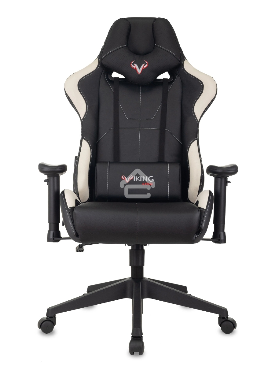 Кресло игровое Бюрократ VIKING 5 AERO WHITE черный/белый искусственная кожа
