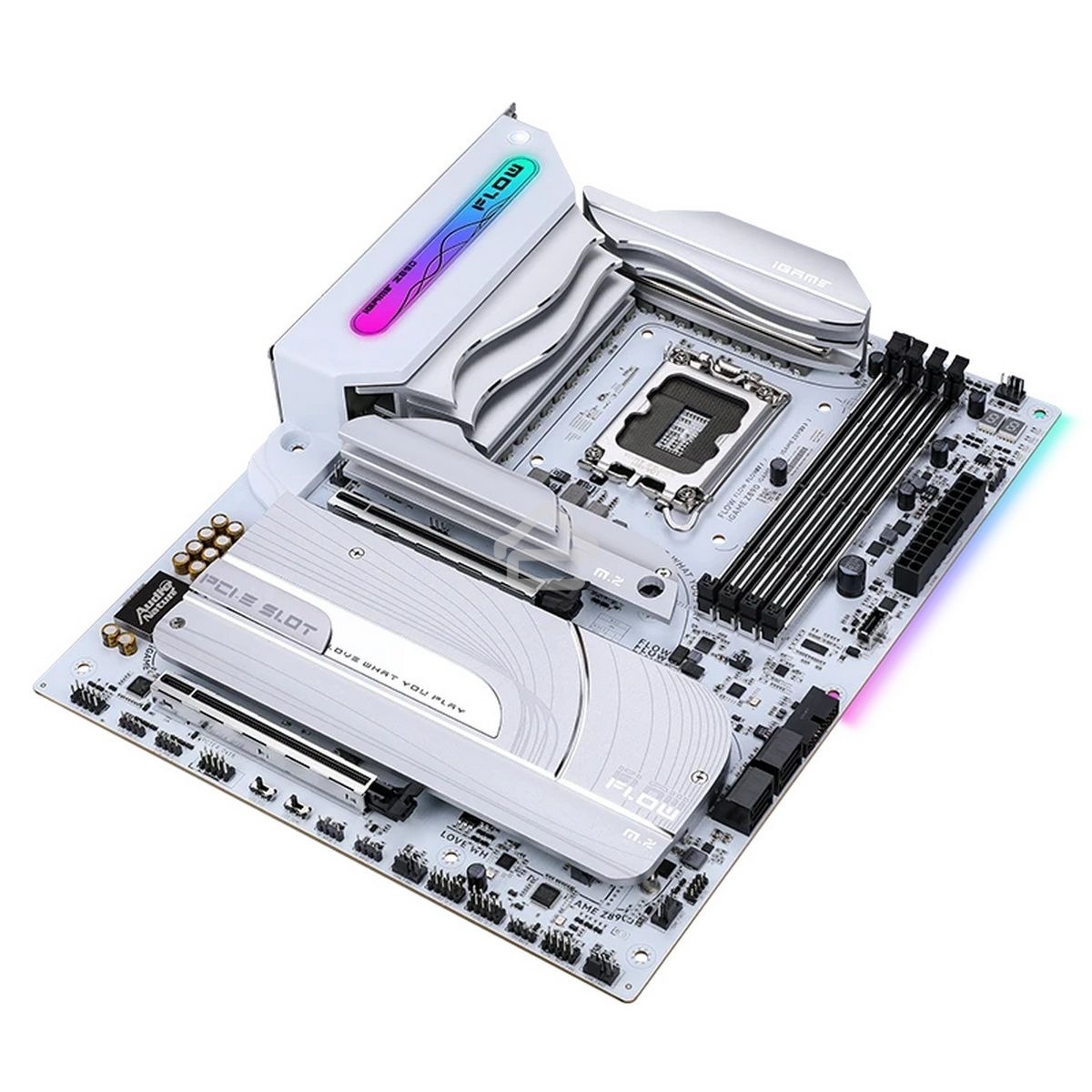 Материнская плата Colorful iGame Z890 FLOW V20, LGA 1851, Intel Z890, 4xDDR5, 5xM.2, 4xSATA, 2xPCIe 5.0 x16, 1xPCIe 4.0 x4, 1xHDMI, 1xDP, 1x 2.5Gb LAN, 4xUSB-A 3.2 Gen 2, 2xUSB-C 3.2 Gen 2, 1xUSB-C 3.2 Gen 2x2, 5x3.5 мм, 7.1, ATX