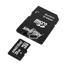 Флеш карта Micro SDHC 32Gb Smartbuy Class 10, адаптер в комплектеLE