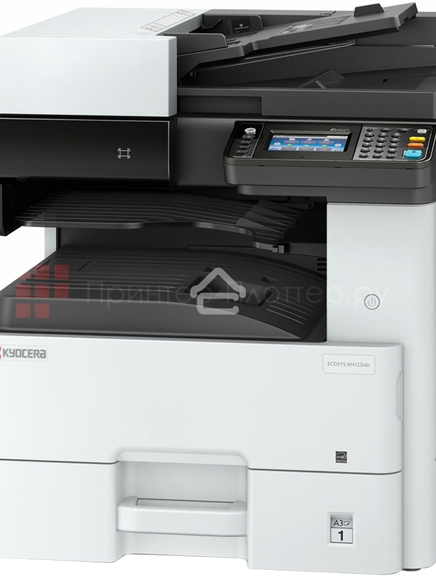 МФУ лазерный Kyocera M4125idn  (Азия, аналог 1102P23NL0) (принтер/сканер/копир, A3, 25/12(A4/A3) стр/мин, 1200x1200 dpi, 1 Гб, USB 2.0, Network, HyPAS, лоток 500 л., Duplex, старт.тонер 3000 стр. Орг. тонер Tk-6110)