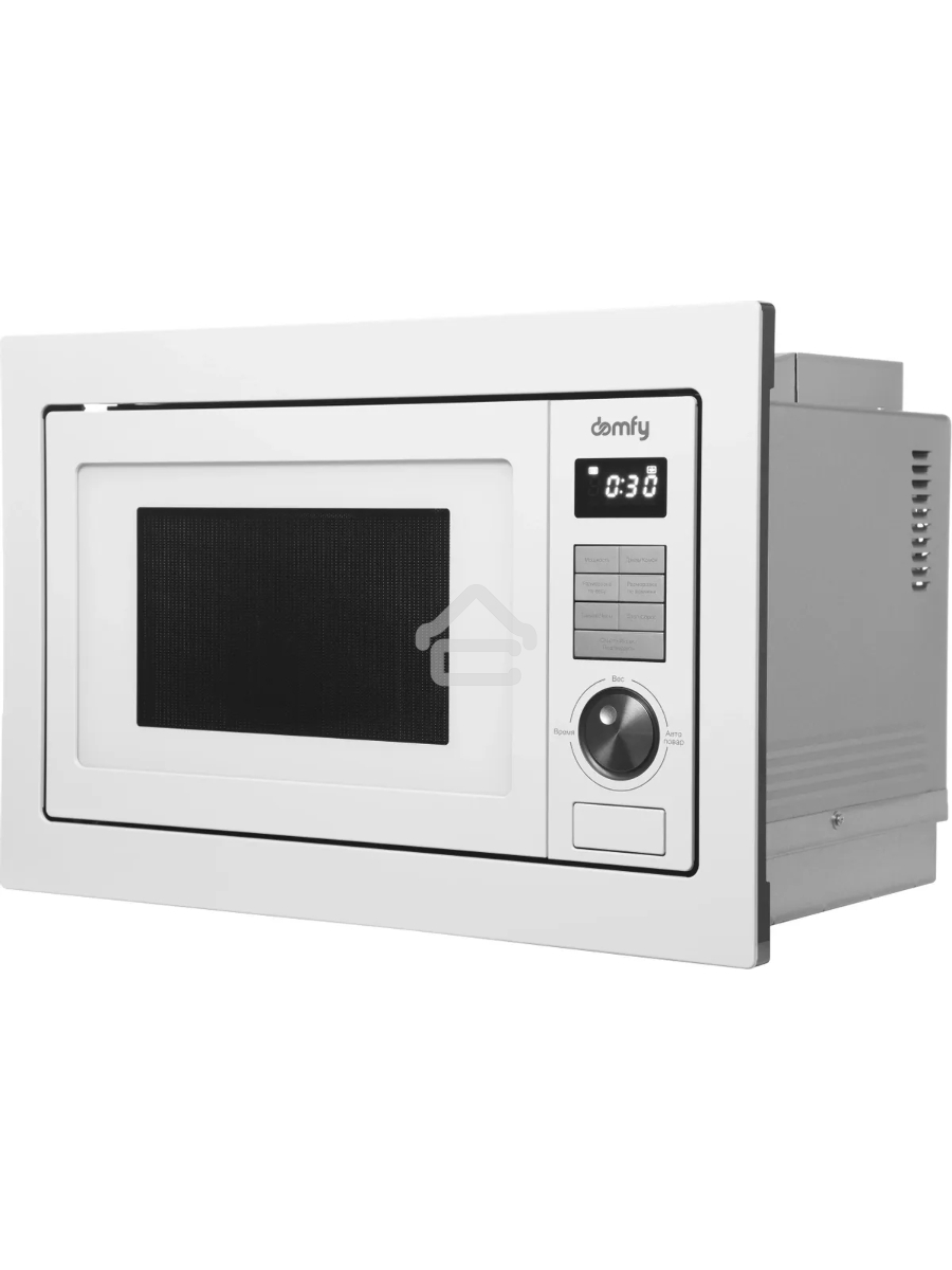 Микроволновая печь встраиваемая Domfy DM2540BW WG белый, 25 л, 900 Вт, переключатели - кнопки/поворотный мехинизм