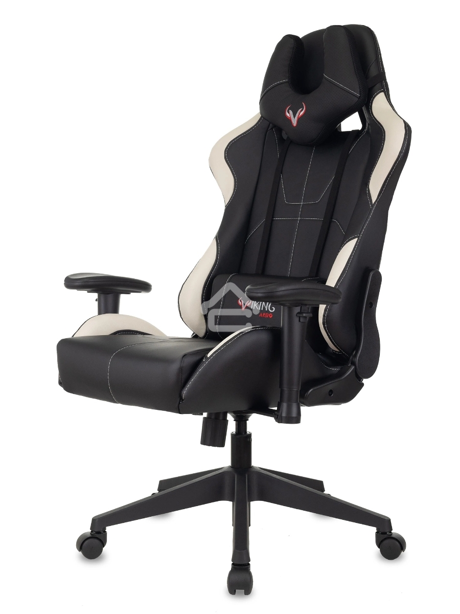 Кресло игровое Бюрократ VIKING 5 AERO WHITE черный/белый искусственная кожа