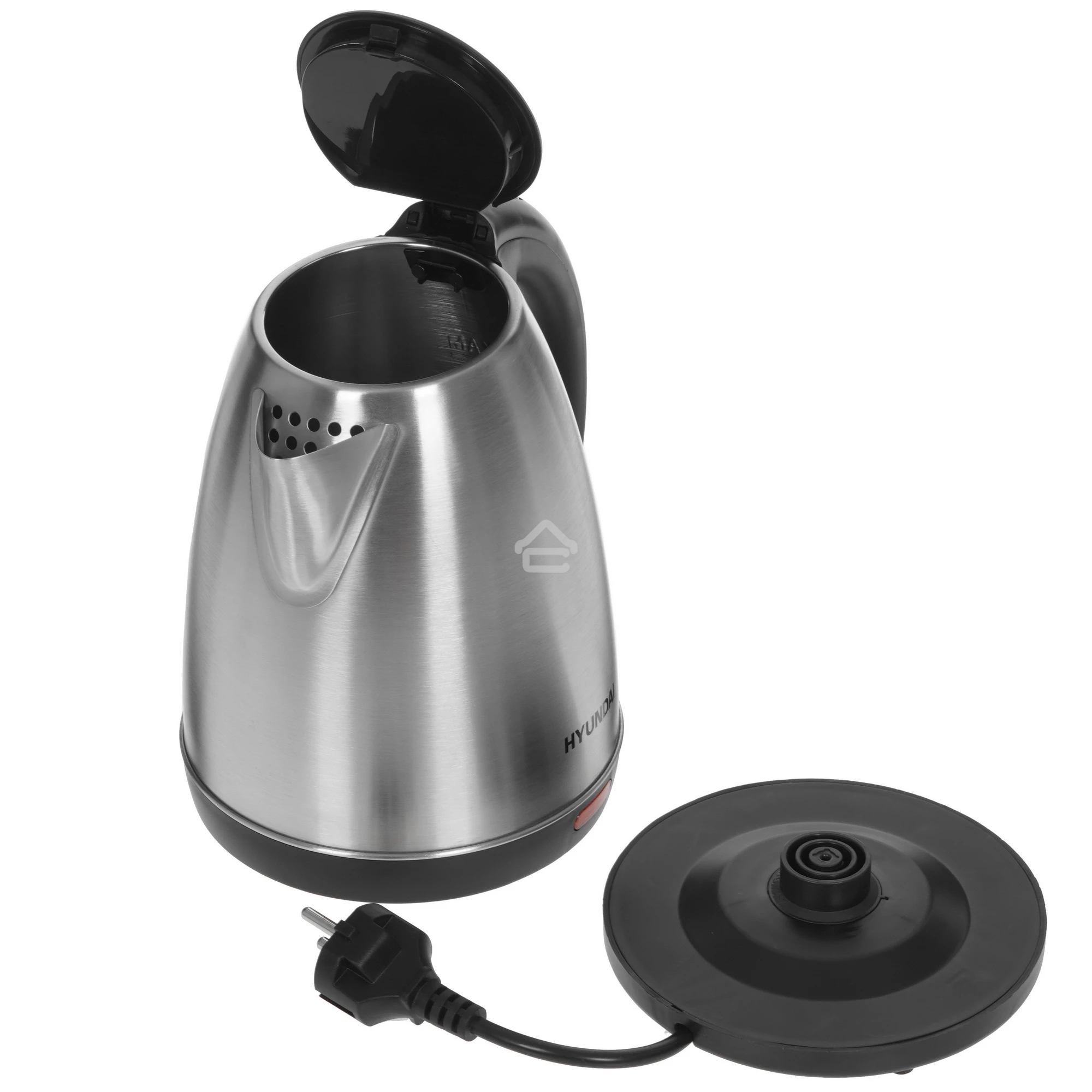Чайник электрический Hyundai HYK-S1030 1.7 л, 2200 Вт, серебристый матовый/черный (корпус: металл)