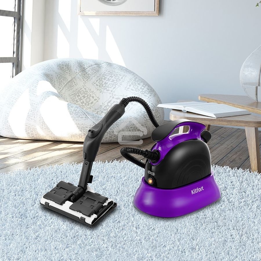 Пароочиститель напольный Kitfort КТ-9102-1 черный/фиолетовый