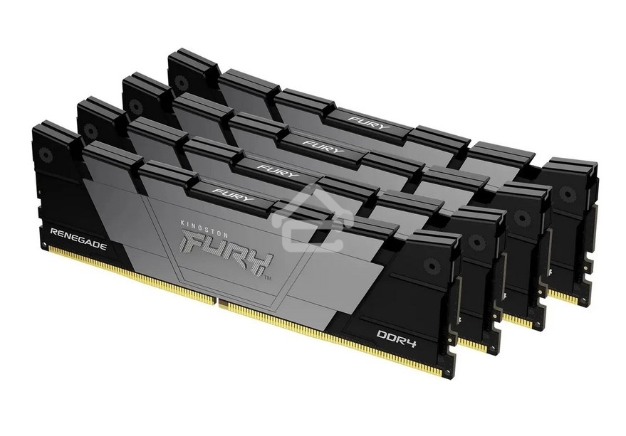 Оперативная память Kingston Fury Renegade, DDR4, 128GB (4x32GB), 3200MHz, CL16, DIMM, радиатор, черный