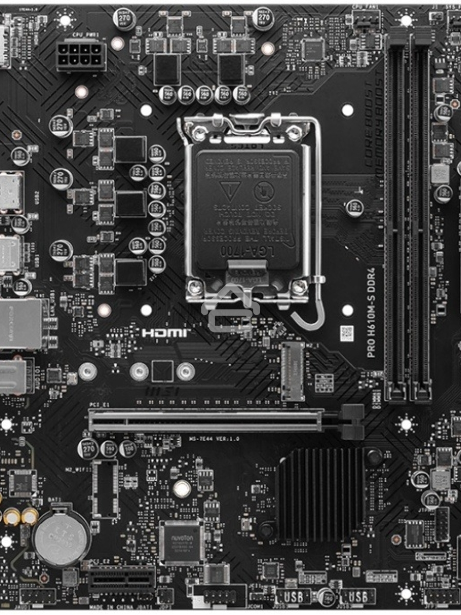 Материнская плата MSI PRO H610M-S DDR4, LGA 1700, Intel H610, 2xDDR4, 2xSATA, 1xM.2, 1xPCIe 4.0 x16, 1xPCIe 3.0 x1, 1xHDMI, 1x1Gb LAN, 4xUSB 2.0, 2xUSB 3.2 Gen 1, 3x3.5 мм, 7.1, Micro-ATX
