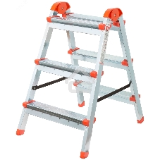 Лестница-стремянка стальная двусторонняя КУРС 3 ступени, Н=67.5 см, вес 4.0 кг