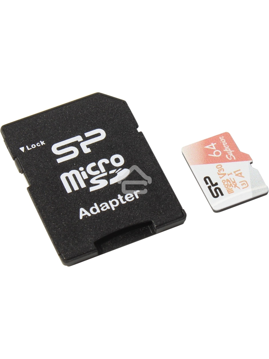 Флеш карта microSD 64GB Silicon Power Superior A1 microSDXC Class 10 UHS-I U3 100/80 Mb/s (SD адаптер)