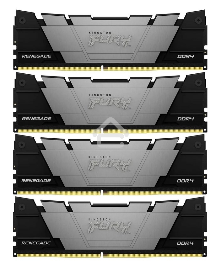 Оперативная память Kingston Fury Renegade, DDR4, 128GB (4x32GB), 3200MHz, CL16, DIMM, радиатор, черный