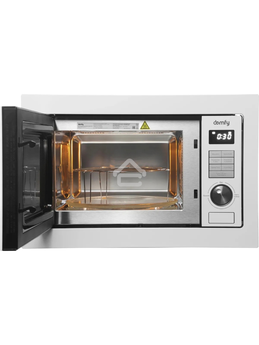 Микроволновая печь встраиваемая Domfy DM2540BW WG белый, 25 л, 900 Вт, переключатели - кнопки/поворотный мехинизм