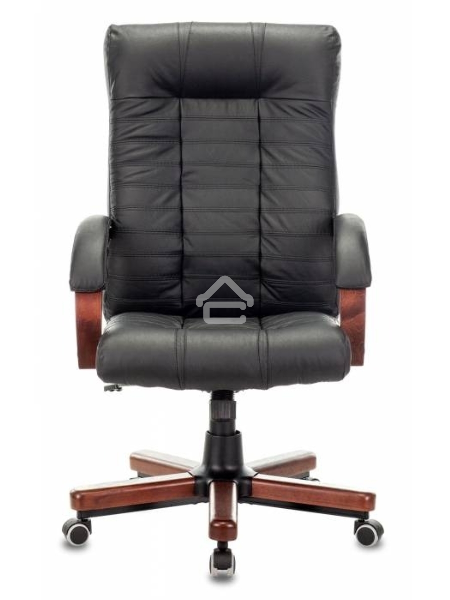 Кресло руководителя Бюрократ KB-10WALNUT/B/LEATH черный, кожа, крестовина дерево