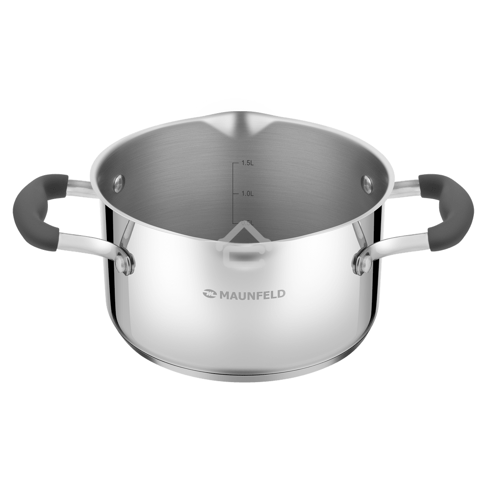 Кастрюля Maunfeld LAURA MCS22S08GR из нержавеющей стали со стеклянной крышкой, 18 см, 2,2 л.