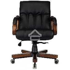 Кресло руководителя Бюрократ T-9932W-LOW-Eco черный, эко.кожа, низк.спин. крестов. металл/дерево