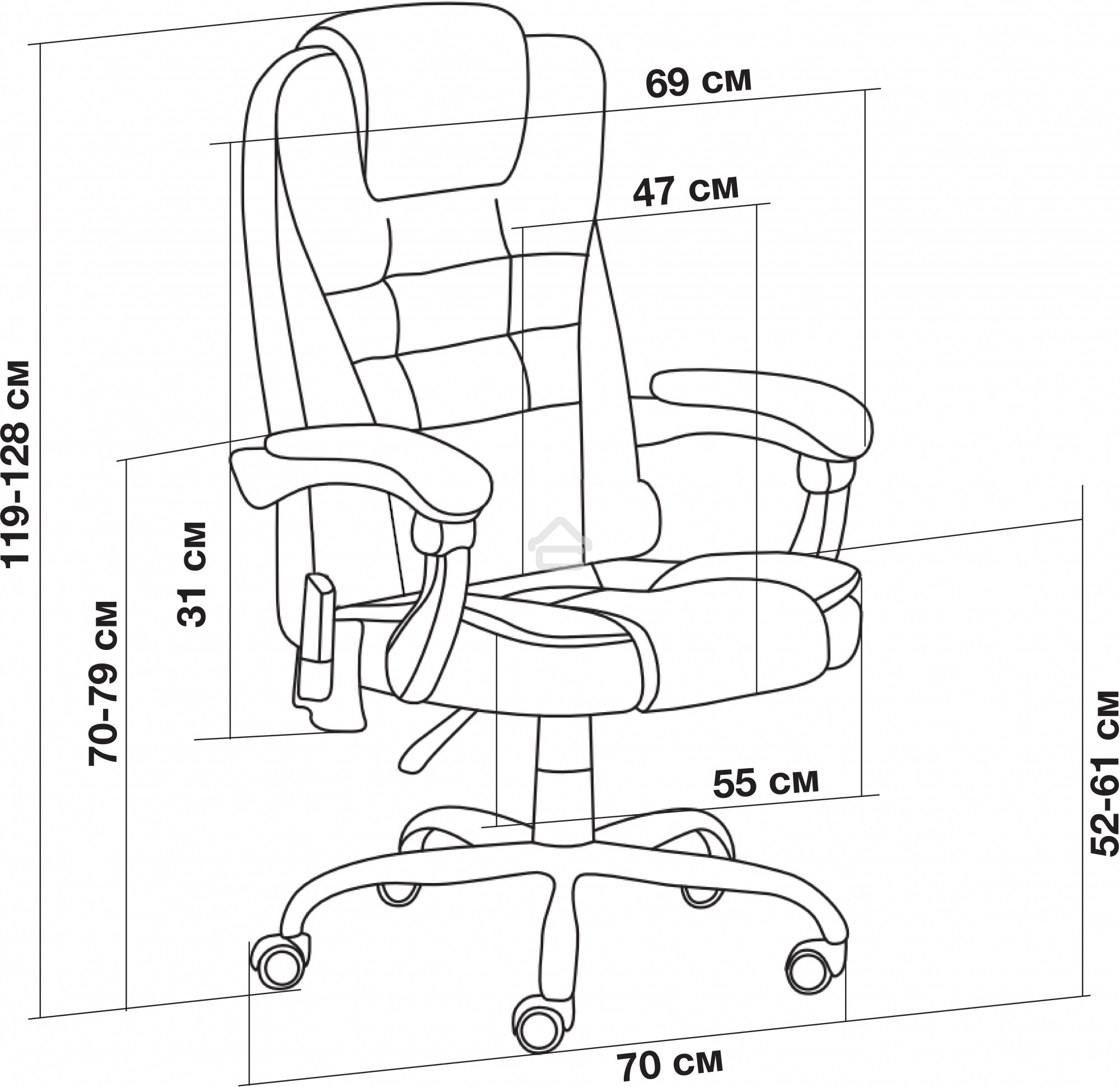 Кресло компьютерное Cactus CS-CHR-OC03M-BR темно-коричневый, эко.кожа, с подголовником