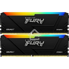 Оперативная память Kingston Fury Beast, DDR4, 64Gb (2x32Gb), 3600MHz, CL18, DIMM, с радиаторами, RGB, черный