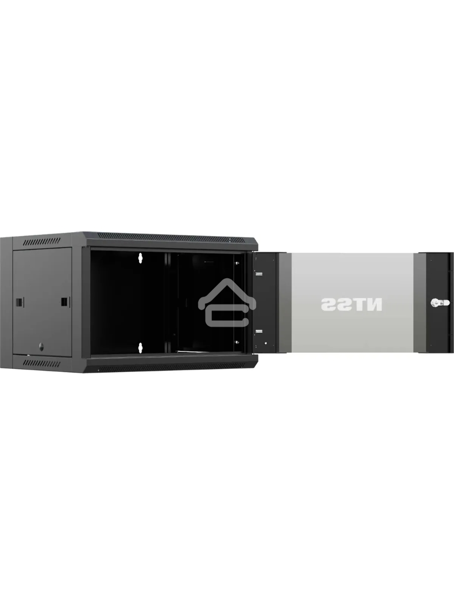 Шкаф коммутационный NTSS NTSS-W12U6045GS (NTSS-W12U6045GS-BL) настенный 12U 570x450мм пер.дв.стекл 60кг черный 350мм 22.2кг 220град. 635мм IP20 сталь
