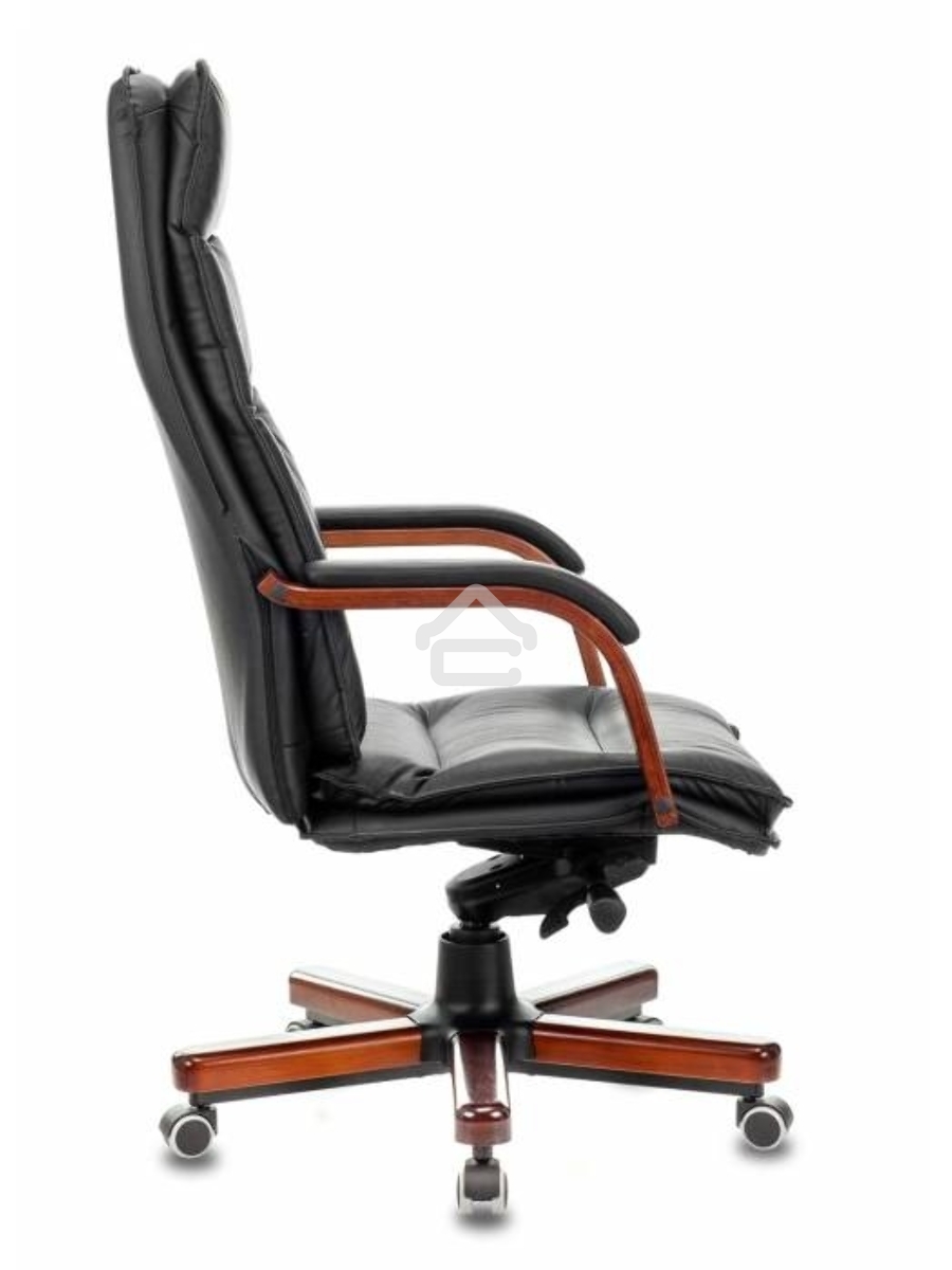 Кресло руководителя Бюрократ T-9927WALNUT/BLACK черный, кожа, крестовина дерево