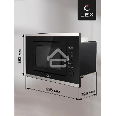 Микроволновая печь встраиваемая LEX BIMO 20.02 нержавеющая сталь/черный, 20 л, 700 Вт, переключатели - сенсор