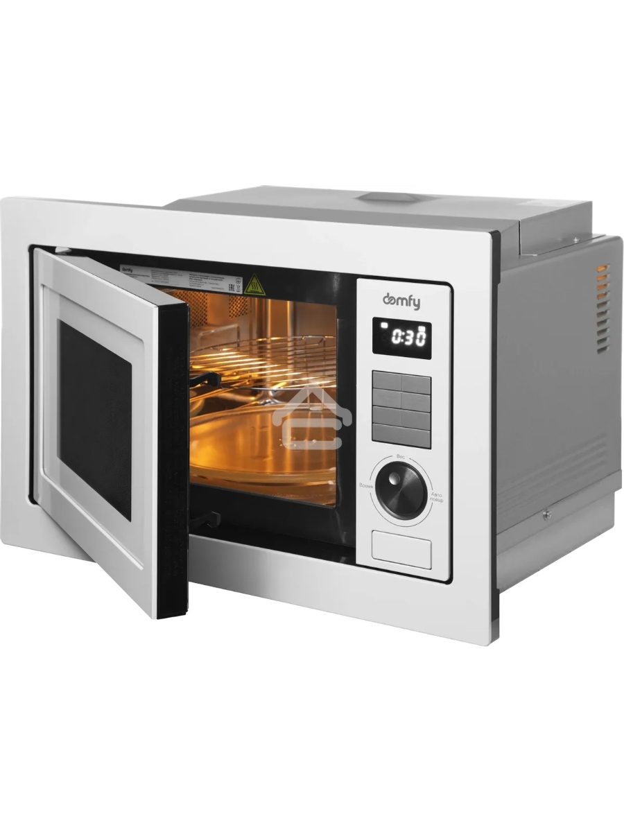 Микроволновая печь встраиваемая Domfy DM2540BW WG белый, 25 л, 900 Вт, переключатели - кнопки/поворотный мехинизм