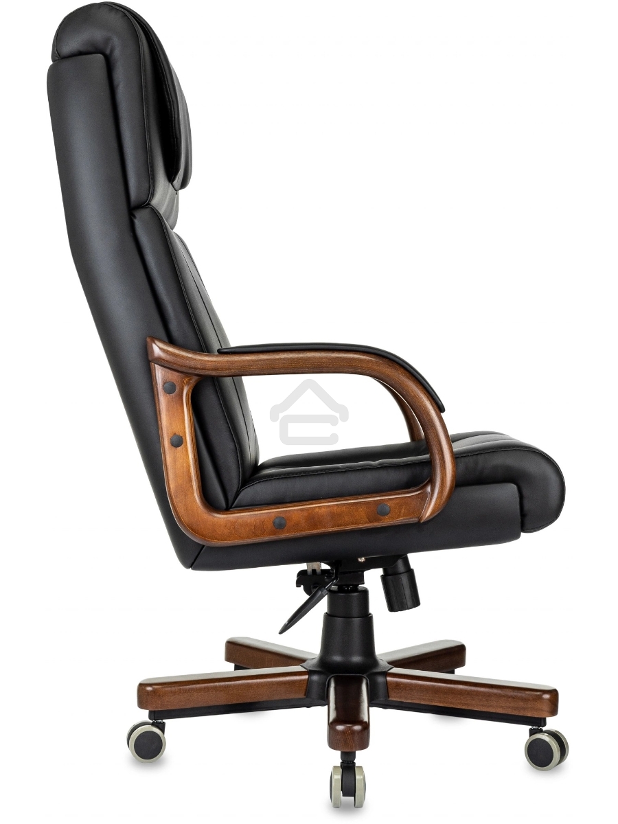 Кресло руководителя Бюрократ T-9933Walnut черный, эко.кожа, крестов. металл/дерево