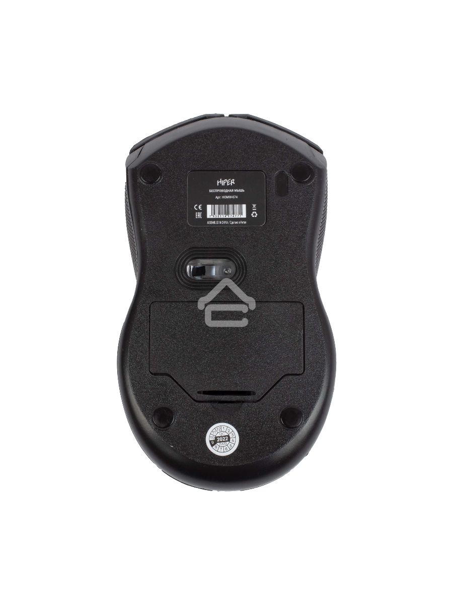 Мышь беспроводная HIPER HOMW-074 черный/синий, 1000 dpi, радиоканал, USB, кнопки - 3