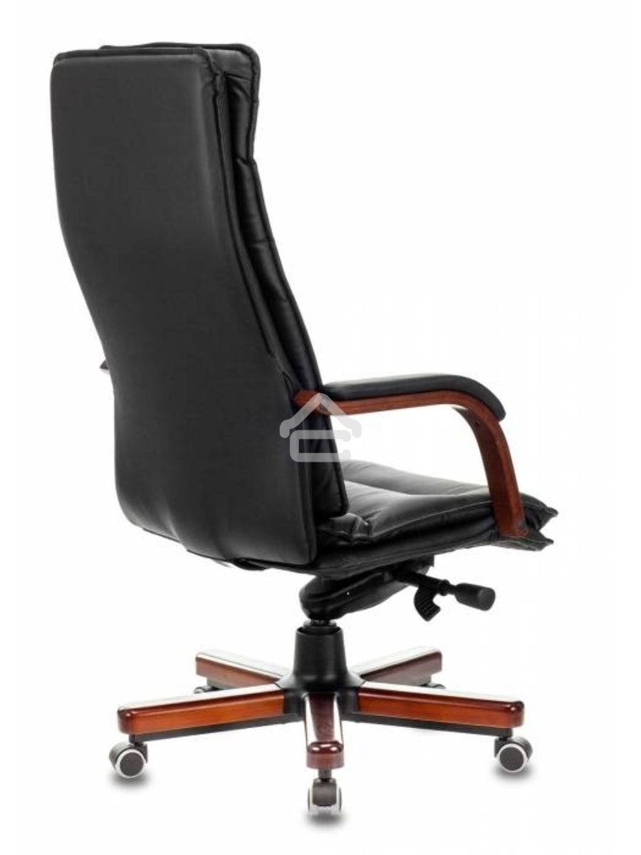 Кресло руководителя Бюрократ T-9927WALNUT/BLACK черный, кожа, крестовина дерево