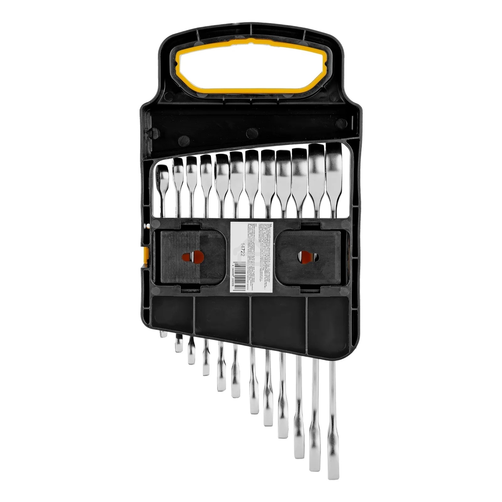 Набор ключей комбинированных трещоточных Denzel 6-19 мм, 12 шт., CrV, матовый хром 14722