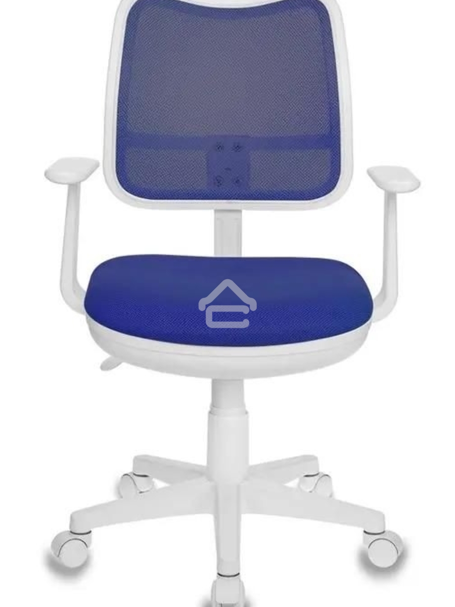Кресло компьютерное Бюрократ CH-W797/BL/TW-10 TW-10 синий, спинка сетка, сиденье синий, колеса белый/синий, пластик белый