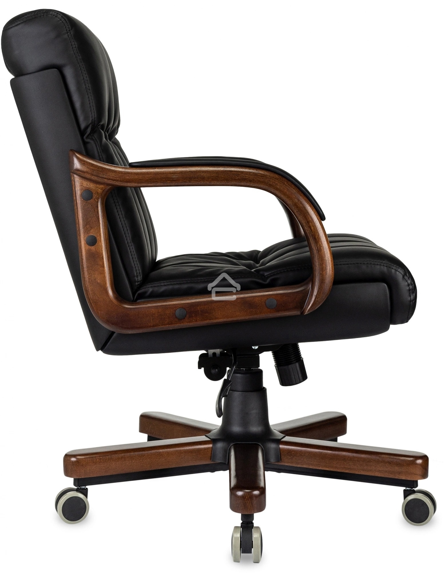 Кресло руководителя Бюрократ T-9932W-LOW-Eco черный, эко.кожа, низк.спин. крестов. металл/дерево