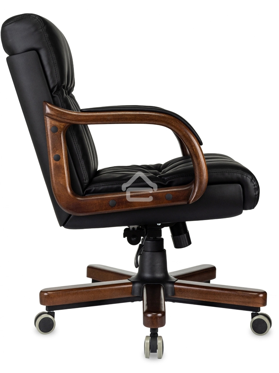 Кресло руководителя Бюрократ T-9932W-LOW-Eco черный, эко.кожа, низк.спин. крестов. металл/дерево