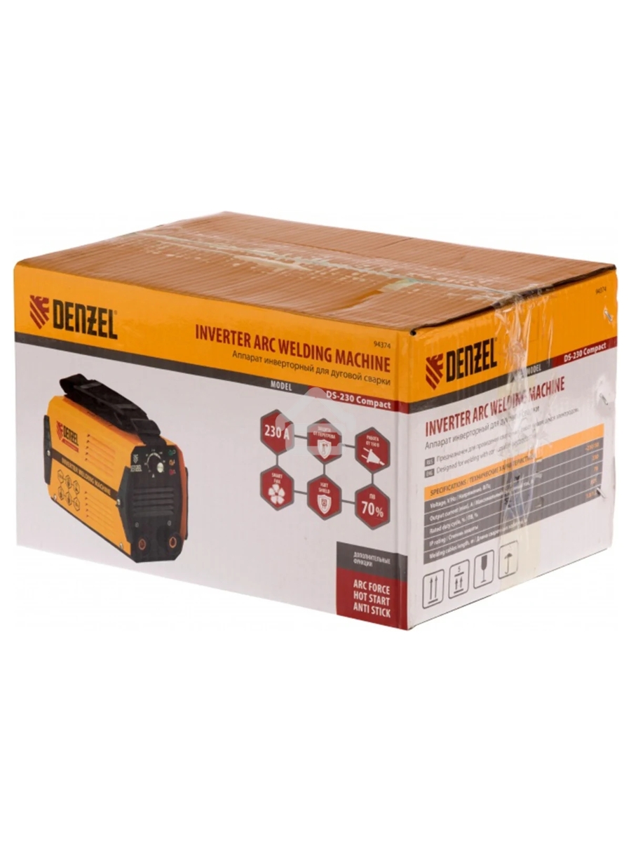 Сварочный аппарат Denzel ds-230 compact 94374инвертор. дуговой сварки 230А пв 70%