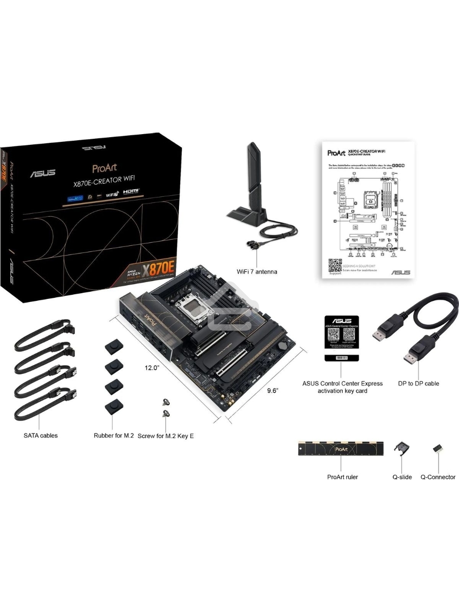 Материнская плата Asus PROART X870E-CREATOR WIFI SocketAM5 AMD X870 4xDDR5 ATX AC`97 8ch(7.1) 1 x 10Gigabit + 1 x 2.5Gigabit RAID+HDMI+DP