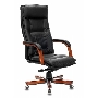 Кресло руководителя Бюрократ T-9927WALNUT/BLACK черный, кожа, крестовина дерево