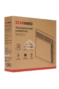 Конвектор Starwind SHV5010, белый, 1000 Вт, 15 м2, термостат, 1 режим мощности