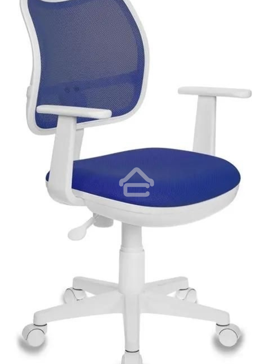 Кресло компьютерное Бюрократ CH-W797/BL/TW-10 TW-10 синий, спинка сетка, сиденье синий, колеса белый/синий, пластик белый