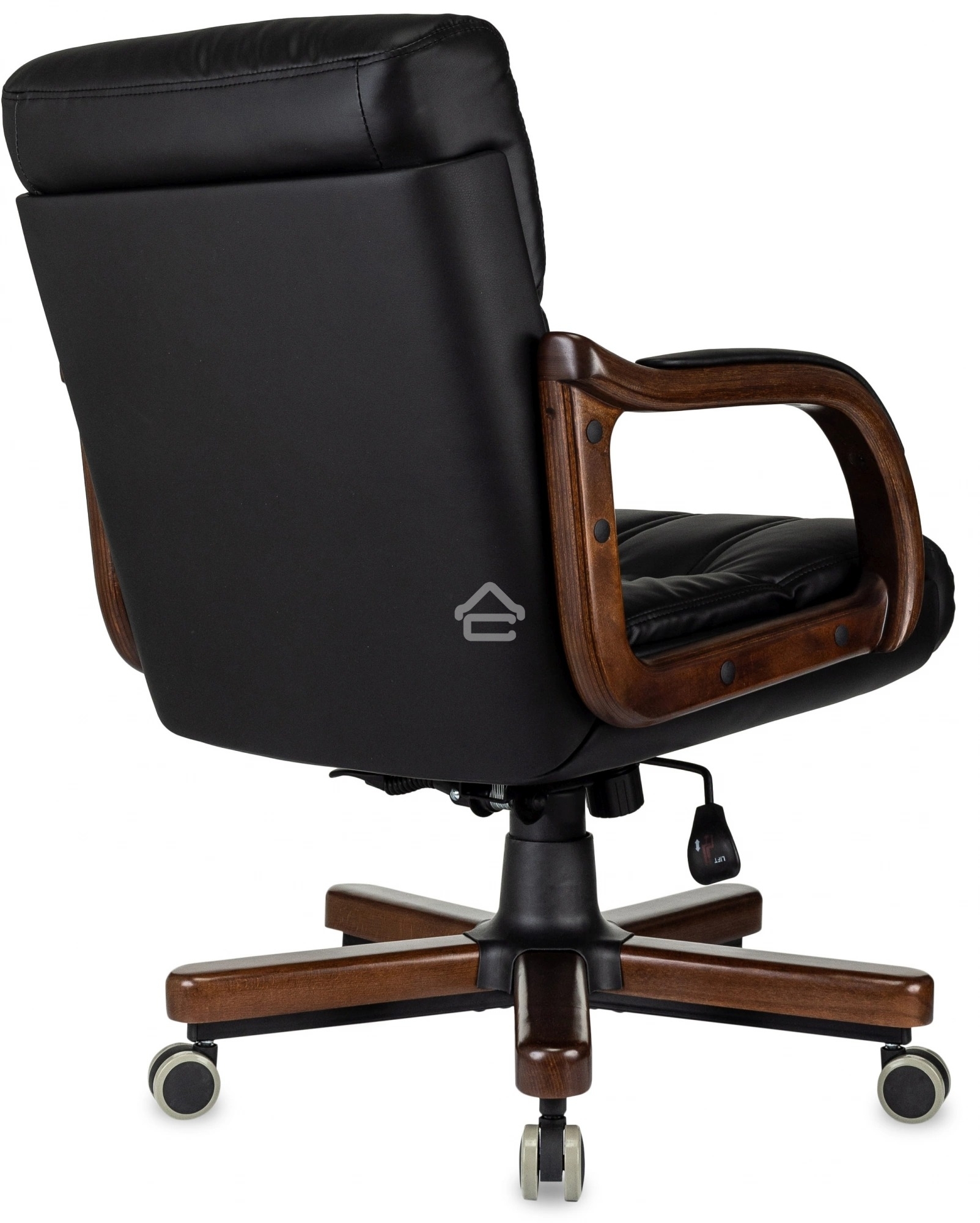 Кресло руководителя Бюрократ T-9932W-LOW-Eco черный, эко.кожа, низк.спин. крестов. металл/дерево