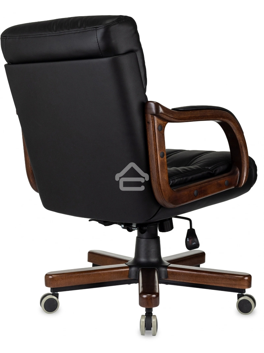 Кресло руководителя Бюрократ T-9932W-LOW-Eco черный, эко.кожа, низк.спин. крестов. металл/дерево