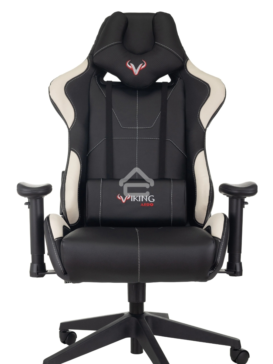 Кресло игровое Бюрократ VIKING 5 AERO WHITE черный/белый искусственная кожа