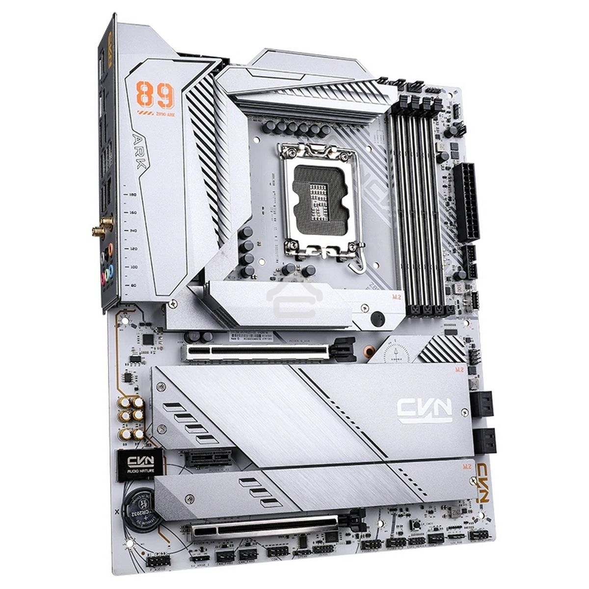 Материнская плата Colorful CVN Z890 ARK FROZEN V20, LGA 1851, Intel Z890, 4xDDR5, 5xM.2, 4xSATA, 2xPCIe 5.0 x16, 1xPCIe 4.0 x1, 1xHDMI, 1xDP, 1x 2.5Gb LAN, 6xUSB-A 3.2 Gen 1, 2xUSB-A 3.2 Gen 2, 1xUSB-C 3.2 Gen 2, 1xUSB-C 3.2 Gen 2x2, 3x3.5 мм, 7.1, ATX