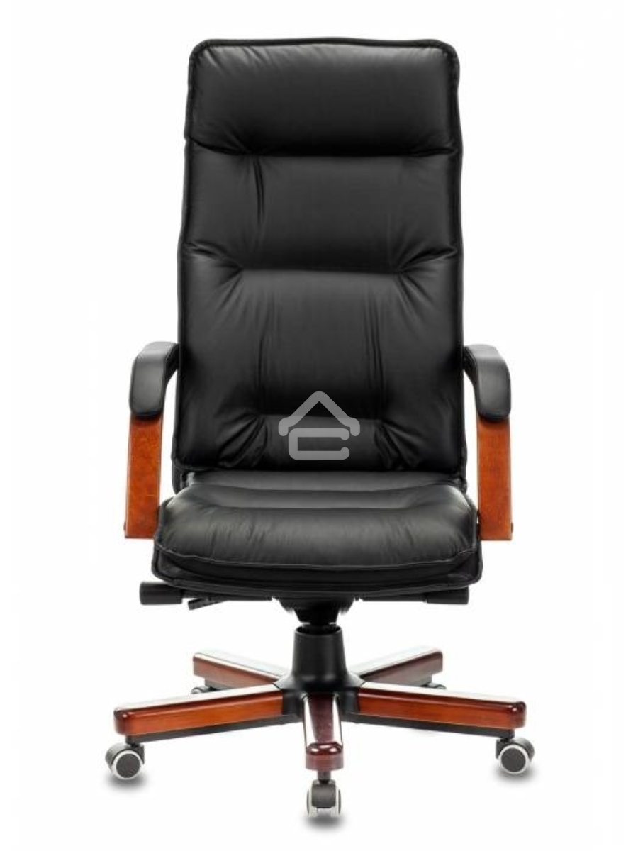 Кресло руководителя Бюрократ T-9927WALNUT/BLACK черный, кожа, крестовина дерево
