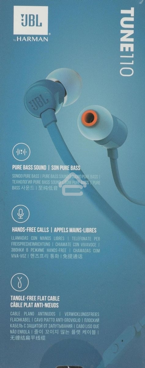 Наушники JBL Tune 110, 3.5 мм, внутриканальные, синий