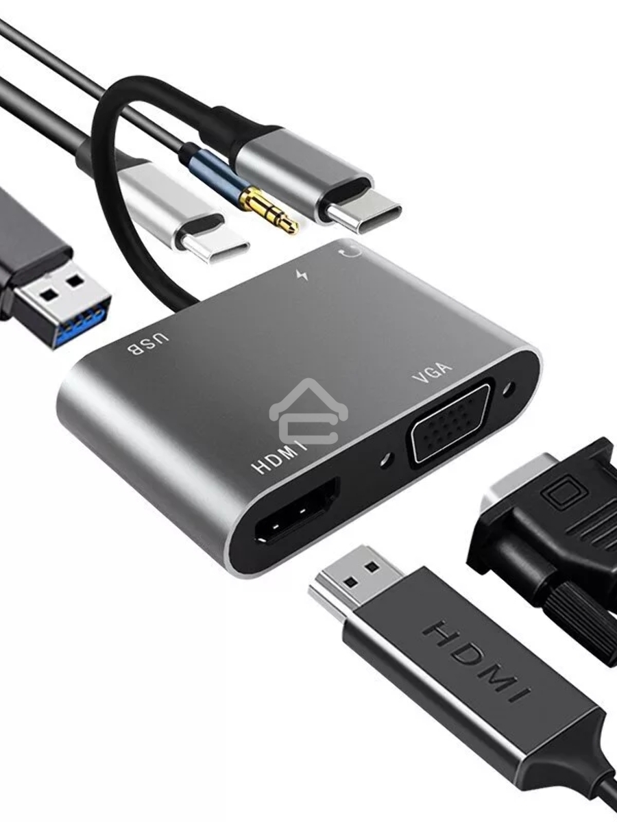 Адаптер USB Type-Cm-->VGA, HDMI 4k*30Hz, USB3.0, PD, Audio,iOpen (Aopen/Qust/VCOM)<ACU4511>